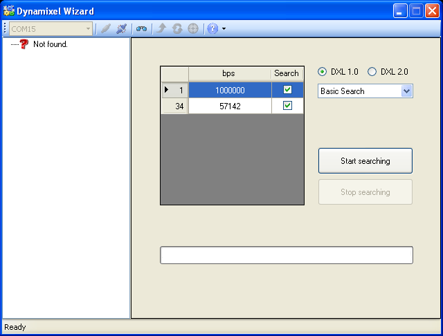 Dynamixel Wizard Search
